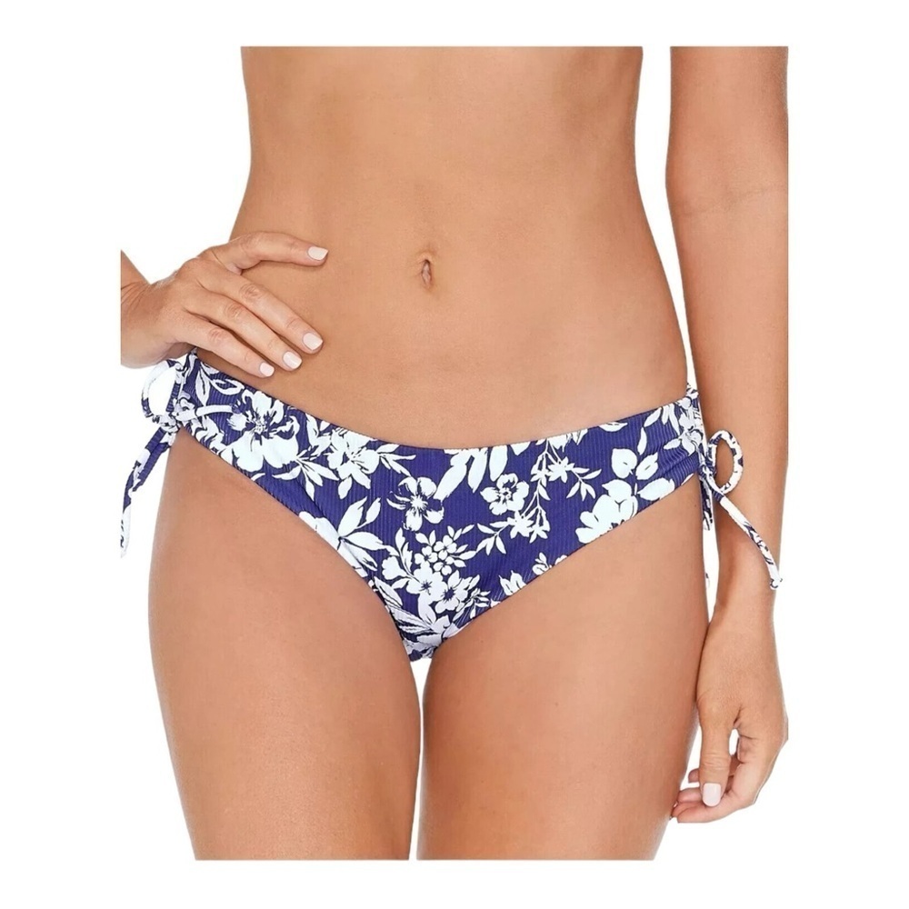 Raisins Juniors' Luna Side-Tie Bikini Bottoms Blue Floral NWT